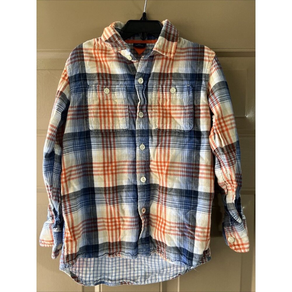 GAP Kids Shirt Boys SIze S Flannel Lined Long Sleeve Button Front Blue Plaid
